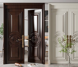 American double door 3d model