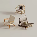 Stylish Leisure Chairs With Wooden Frames Woven Seats And Cushion Details