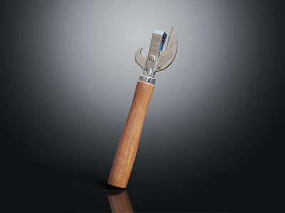 Practical Household Bottle Opener With Wooden Handle And Metal Head Design 3d model