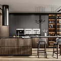 Modern Open Kitchen Interior Design With Island Counter And Cabinets