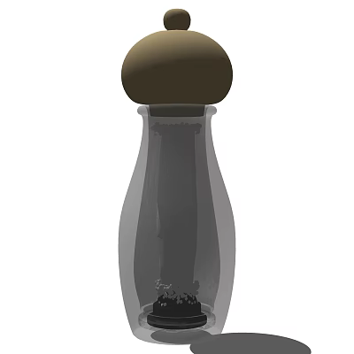Spice Bottle with Transparent Glass Body and Brown Round Lid for Kitchen Seasoning Storage 3d model