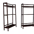 Two Modern Brown Metal Frame Shoe Racks With Multi Tiered Shelves