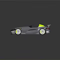 Sleek Silver Open Top Race Car With Yellow Seats And Green Wheels
