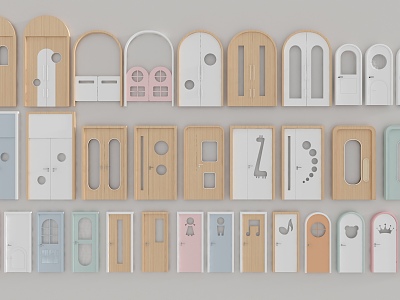 Nordic style door combination door kindergarten double door swing door children's bedroom door school door double door swing door bedroom door mother door combination model