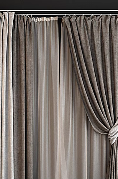 Neutral Tones Curtains Featuring Sheer And Heavy Fabric With Tied Design For Home Decor 3d model