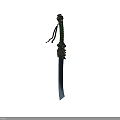 Traditional Weapon With Green Braided Handle Intricate Decorative Hilt And Black Blade