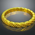 Gold Braided Beaded Ring With Engraved Inner Band And Shiny Texture 3d model
