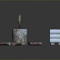Axe As Traditional Weapon Embedded In Tree Stump With Stacked Firewood Logs And Wooden Blocks