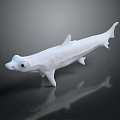 Detailed White Shark Model Placed on Dark Background Showing Reflection