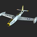 USAF F-86 Fighter Jet with Silver Body Yellow Nose Tail and Air Force Insignia
