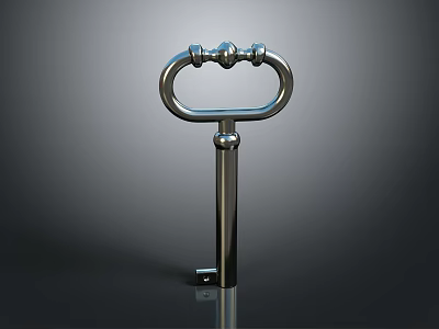 Decorative Metal Key As Daily Living Essential With Circular Ring And Ball Shaped Accents 3d model