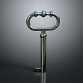 Decorative Metal Key As Daily Living Essential With Circular Ring And Ball Shaped Accents