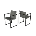 Modern Single Chair with Black Metal Frame Gray Upholstery Armrests and Backrest