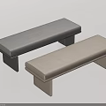 Modern Upholstered Bed Bench In Gray And Beige Soft Seating Design 3d model