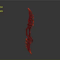 Flaming Fantasy Weapon with Intricate Red Orange Fire Decorations and Sharp Blade Design