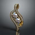 Elegant Golden Twisted Jewelry Pendant With Gemstones And Small Diamond Accents