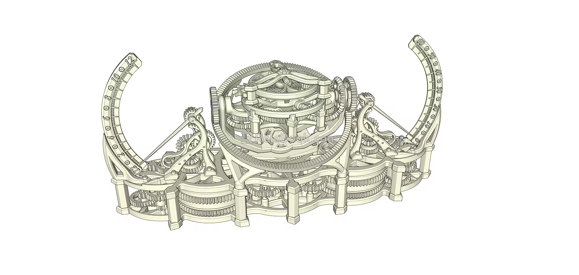 Modern clock tourbillon 3d model