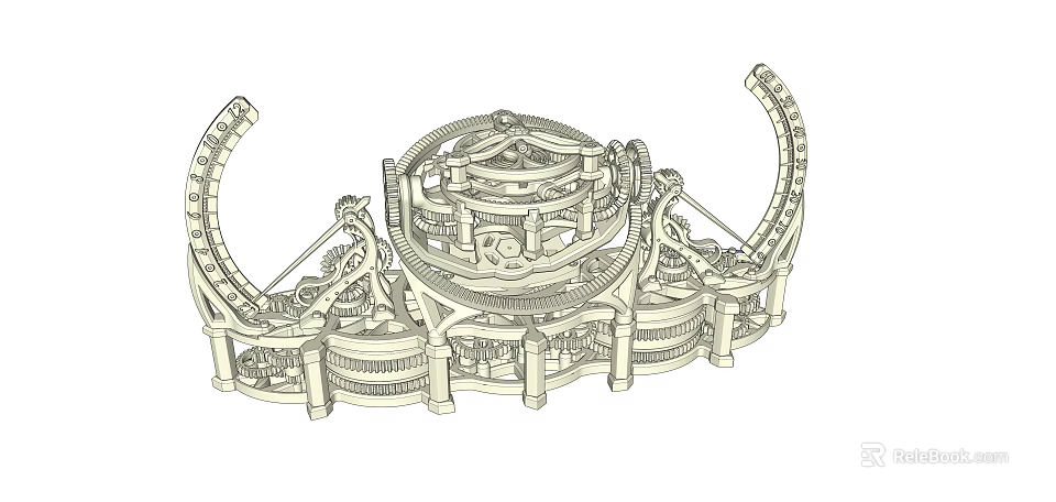 Intricate Mechanical Clock Featuring 3D Gears Circular Design And Detailed Structure 3d model 