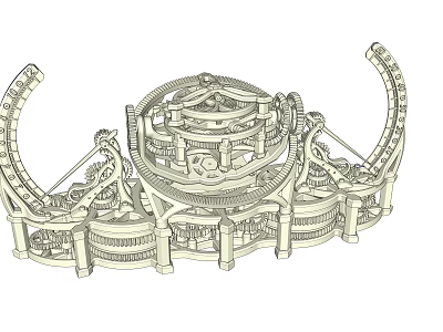Intricate Mechanical Clock Featuring 3D Gears Circular Design And Detailed Structure 3d model