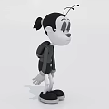 Cartoon Style Game Film Character With Antennae Backpack And Black White Design