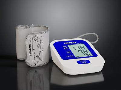 Omron Digital Blood Pressure Monitor Medical Device With Cuff And LCD 3d model