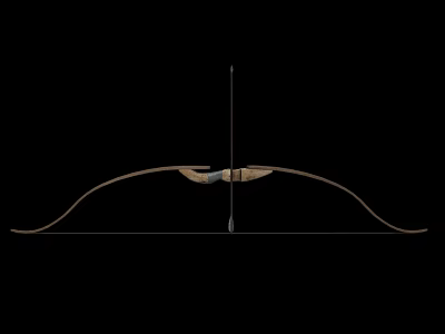 Traditional Brown Wooden Bow Ancient Weapon With Detailed Crafted Design 3d model