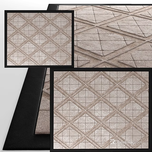 Modern Square Carpet With Geometric Diamond Pattern And Cross Lines For Living Room Decor 3d model 