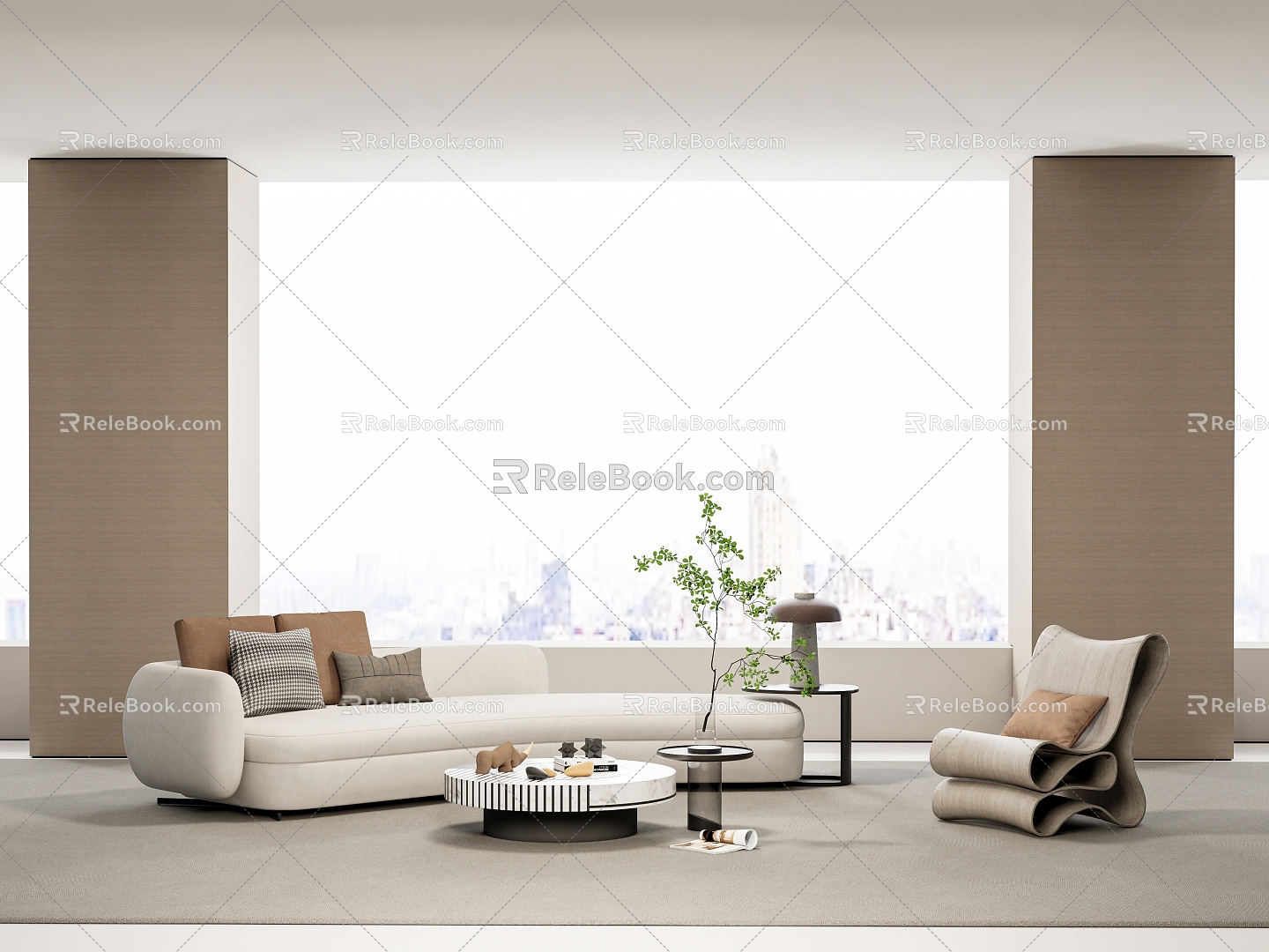 Modern sofa coffee table combination model