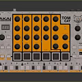 AKAI TOM Music Production Controller with Yellow Circular Buttons and Black Pads