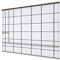 White Grid Design Sliding Window Curtains With Modern Panel And Frame Structure 3d model