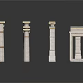 Classical Architectural Columns In Various Styles With Decorative Tops And Bases