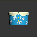 Handcrafted Blue Sculpture Container With White Patterns Cream Edge And Golden Buttons