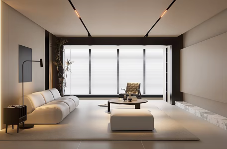 Modern Minimalist Cream Living Room 3d model