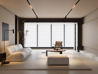 Modern Minimalist Cream Living Room 3d model