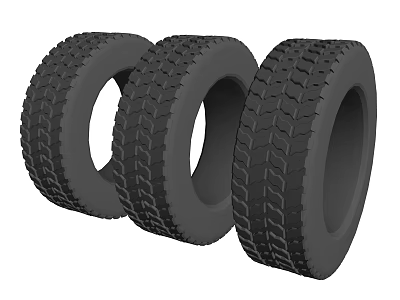 Three Black Tires Featuring Deep Tread Pattern And Sturdy Sidewalls For Vehicles 3d model