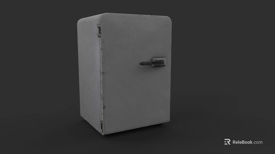 Gray Single Door Refrigerator Freezer With Compact Design For Home Kitchen Storage 3d model 