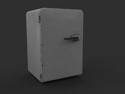 Gray Single Door Refrigerator Freezer With Compact Design For Home Kitchen Storage 3d model
