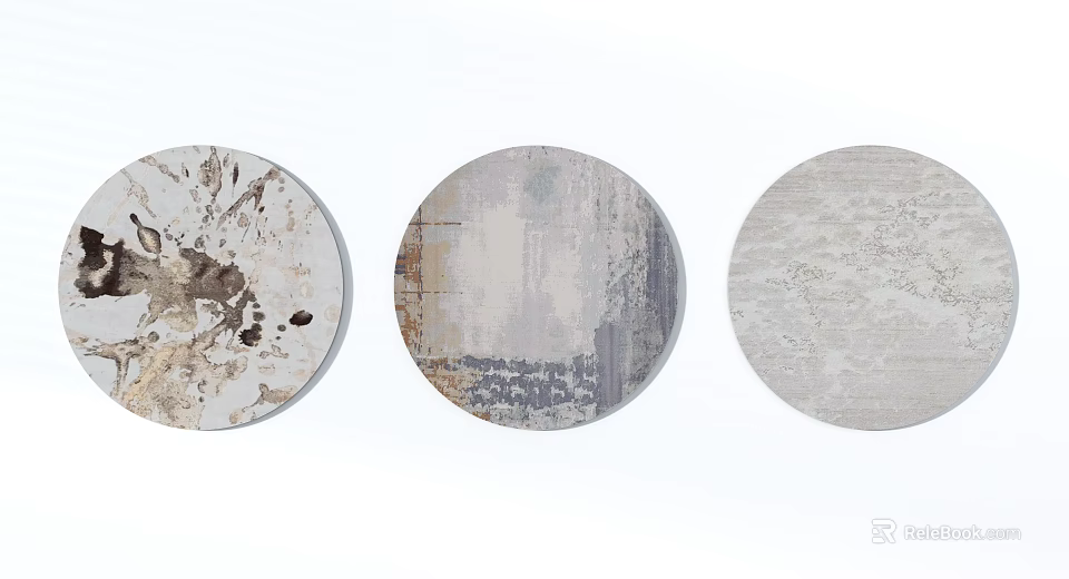 Three Circular Rugs With Various Patterns For Modern Home Decor Styles 3d model