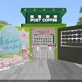 Green Themed Post Office Stamp Collection Photo Spot With Colorful Mailboxes And Souvenir Displays