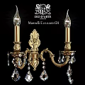 Ornate Dual Arm Brass Wall Lamp With Crystal Pendants Classical Design