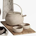 Decorative Ornament Set With Vase Dried Branches Teapot Fruit Plate And Books