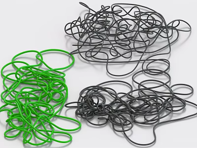 Green And Black Twisted Cords Practical Household Supplies For Organizing Daily Items 3d model