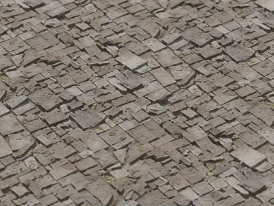 Natural Irregular Stone Paved Ground With Textured Surface For Outdoor Garden 3d model