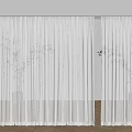 Sheer White Curtains With Green Plant Patterns For Modern Interior Wooden Floor