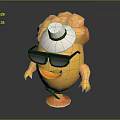 Playful Game Movie Character With Yellow Body Orange Hair White Hat And Black Sunglasses