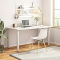 Bright White Desk Space With Laptop Lamp Pegboard Chair Plants And Natural Light
