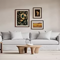 Quiet sofa tea table combination medieval sofa tea table combination 3d model