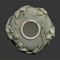 White Ceramic Vase With Intricate Animal Sculptures And Classic Design Details