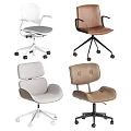 Contemporary Office Chairs Collection with White Brown Gray Tones and Swivel Rolling Base Design