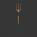 Golden Blue Trident Weapon Design With Ornate Prongs And Decorative Shaft